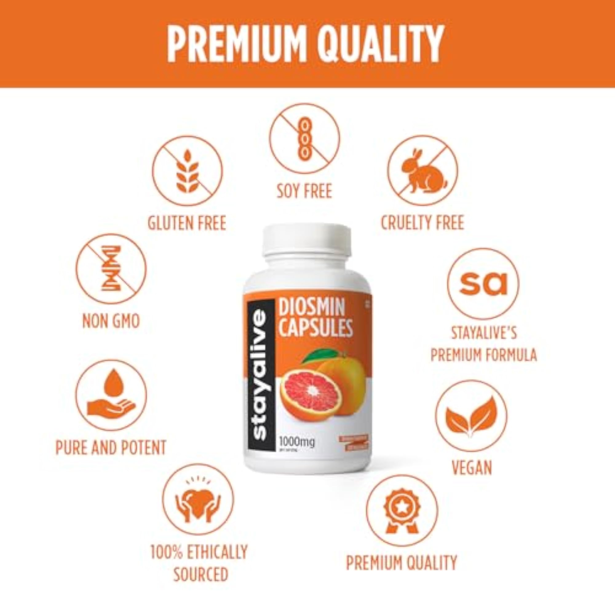 StayAlive Pure Diosmin Complex 1000mg 120 Capsules